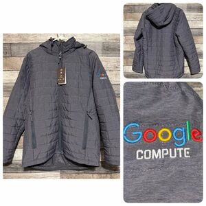 Fossa Google Compute Quilted Microburst Hooded Puffer Jacket Men’s M Gray
